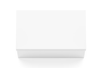White horizontal rectangle blank box with cover from top angle.