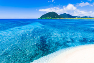 Obraz premium Sea, clouds, landscape. Okinawa, Japan, Asia.