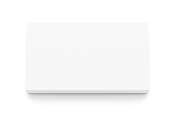 White thin horizontal rectangle blank box with cover from top angle.