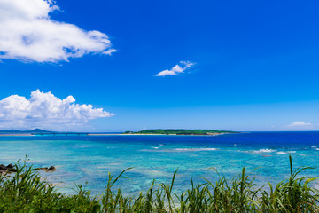 海、空、風景。沖縄、日本、アジア。