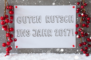 Fototapeta na wymiar Label, Snowflakes, Christmas Decoration, Guten Rutsch 2017 Means New Year