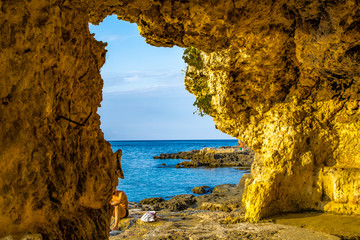 rocky cove in Puglia, Italy
