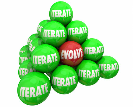 Evolve Vs Iterate Major Change Ball Pyramid 3d Illustration