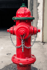 Red metal water hydrant