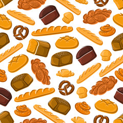 Seamless pattern of fresh bread and pastries