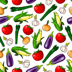 Ripe vegetables seamless pattern background