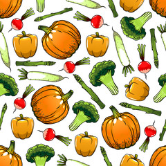 Farm vegetables seamless pattern background