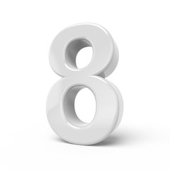 3D rendering white number 8