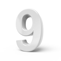 3D rendering white number 9