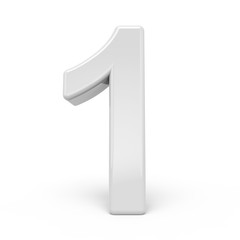 3D rendering white number 1