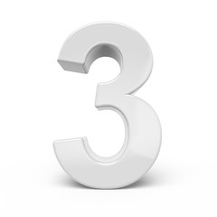 Naklejka premium 3D rendering white number 3
