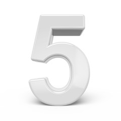 3D rendering white number 5