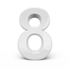 3D rendering white number 8