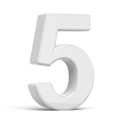 3D rendering white number 5