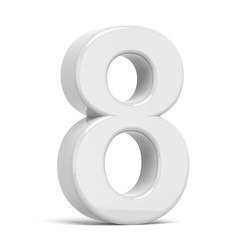 3D rendering white number 8