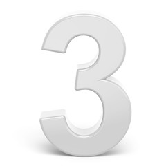 Naklejka premium 3D rendering white number 3