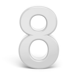 3D rendering white number 8