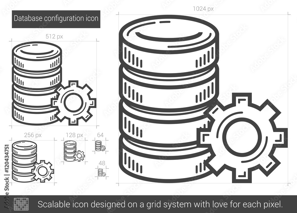 Poster database configuration line icon.