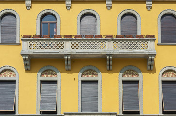 exterior of classic architecture in lake Como, Italy