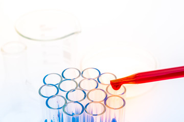 laboratory test tubes,medical glassware . ( Filtered image proce