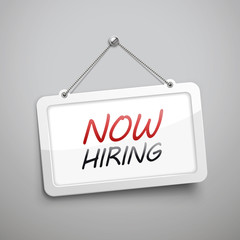 now hiring hanging sign