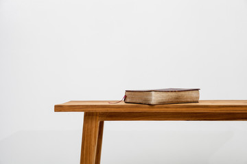 book on wood table