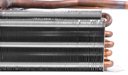 Car condenser radiator isolated on white background. Radiator to