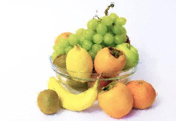 Watercolor fruit set isolated on white background