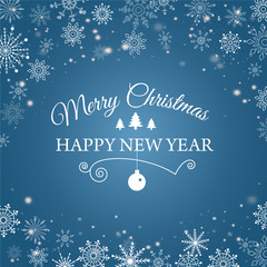 E-card for Happy New Year and Merry Christmas. Vector illustration.