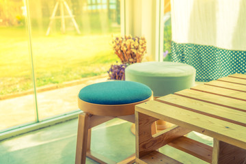 Table and empty space for your decoration  ( Filtered image proc