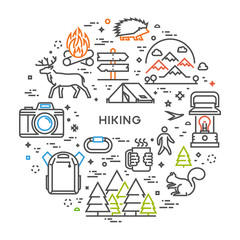 Vector line design concept for hiking