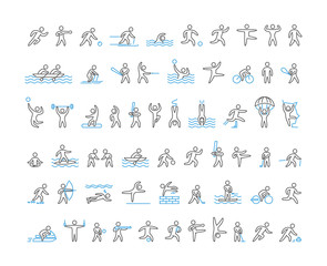 Vector line icons of sportsmen.