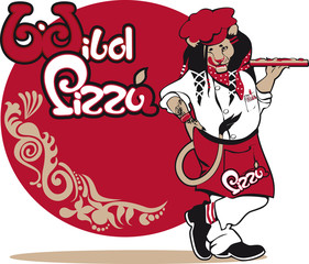 brutal lion cook with a tray of pizza wild