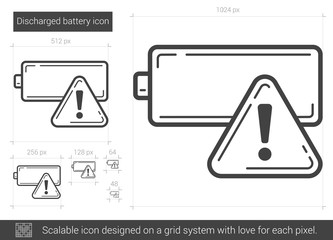 Discharged battery line icon.