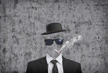 Businessman smoking cigarette