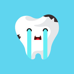 Vector cartoon sick tooth.