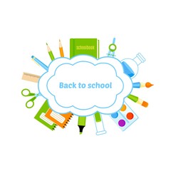 School bubbles with  supplies vector design