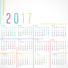 calendrier 2017,vectoriel