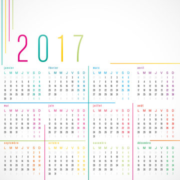 calendrier 2017,vectoriel