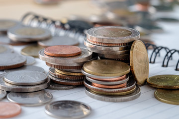 business finance. save money for investment concept coins