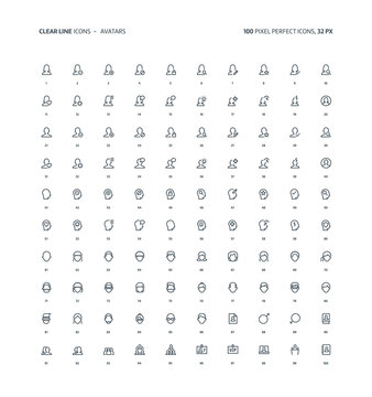 Avatars clear line icons