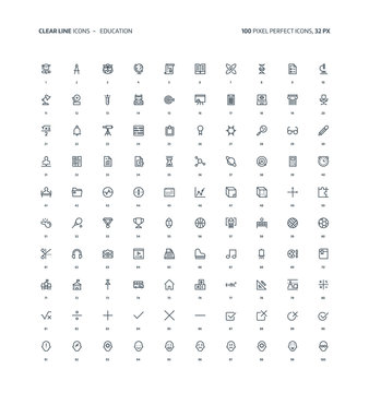 Education clear line icons