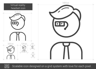Virtual reality headset line icon.