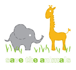 Elephant and giraffe