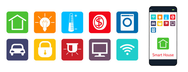 Smart House , a set of web icons . The house , climate , securit
