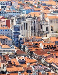 Fototapeta na wymiar Santa Justa Lift in Lisbon, Portugal. Famous city landmark, Neo-Gothic architecture.