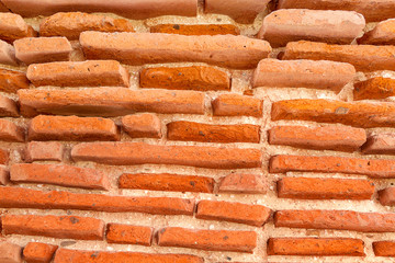 Horizontal old brick wall as background or texture