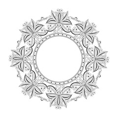 Black and white abstract bandana print with  element henna style