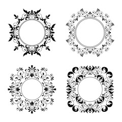 Vintage style  round lacy frames collection. Decorative frame set for your design for any holiday 