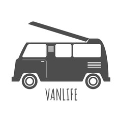 Van Car silhouette isolated on white. Vector